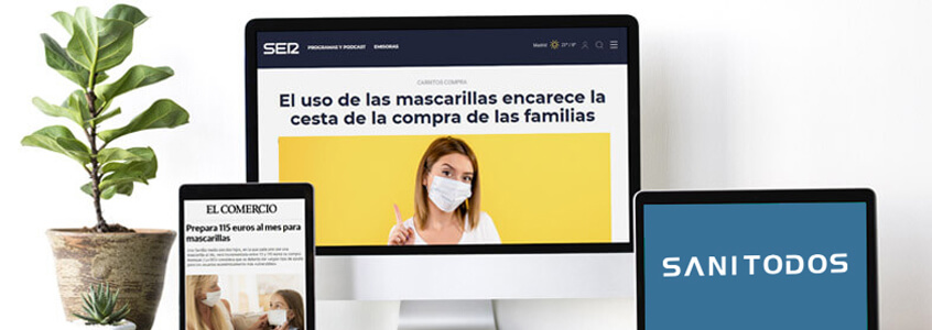 En la siguiente fotografía se pueden apreciar 2 noticias relacionadas con la homologación de mascarillas infantiles